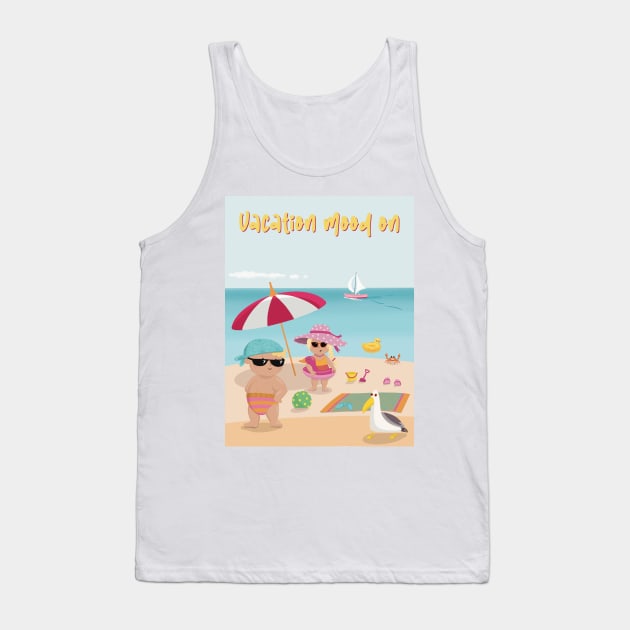 Vacation mood on - two cute kids having a sunny happy day on the beach Tank Top by marina63